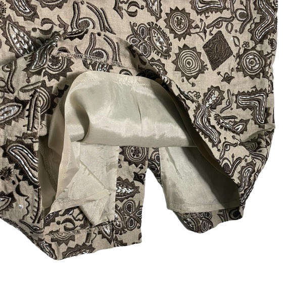 Dizzy Lizzy Heavily Embroidered linen cotton Skirt beige browns  size 4 - Picture 14 of 16